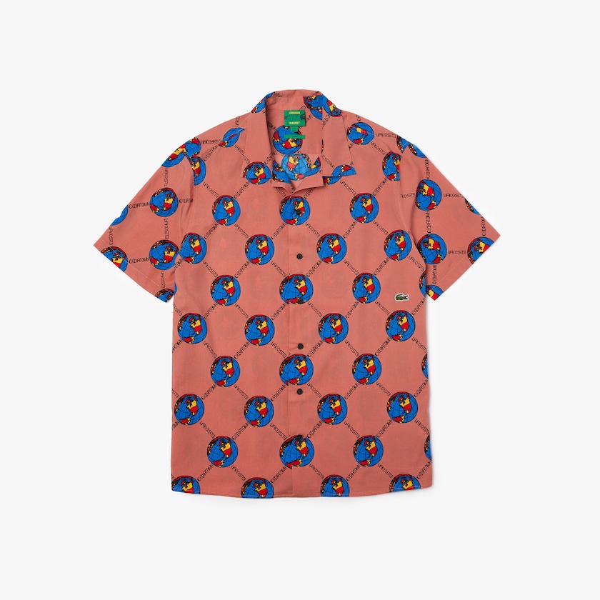 Camisas Lacoste Hombre Rosas Blancos LIVE Chinatown Market Collaboration Print LL9-71227Y9
