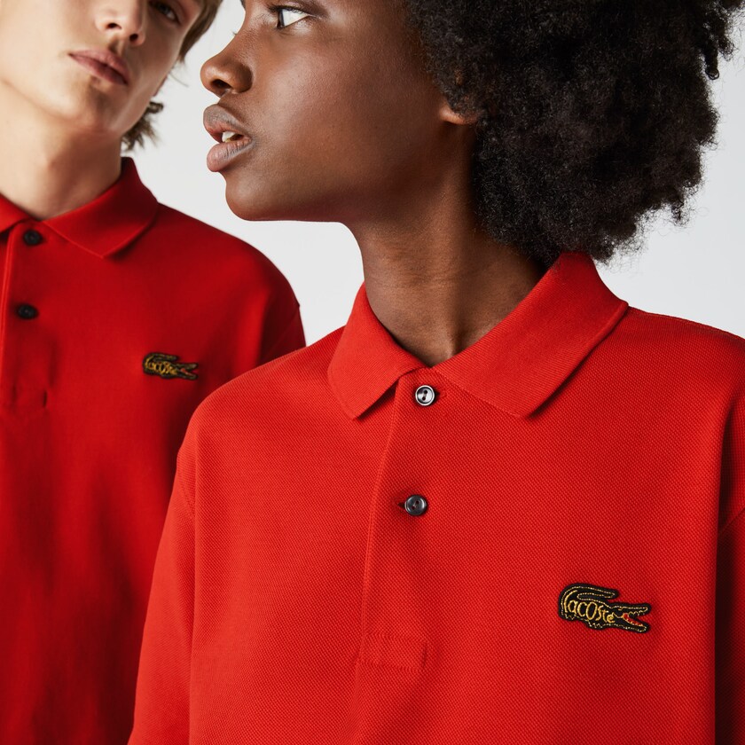 Camisas Lacoste LIVE Loose Fit Cotton Piqué Polo Hombre Rojos | NP1-70597P7
