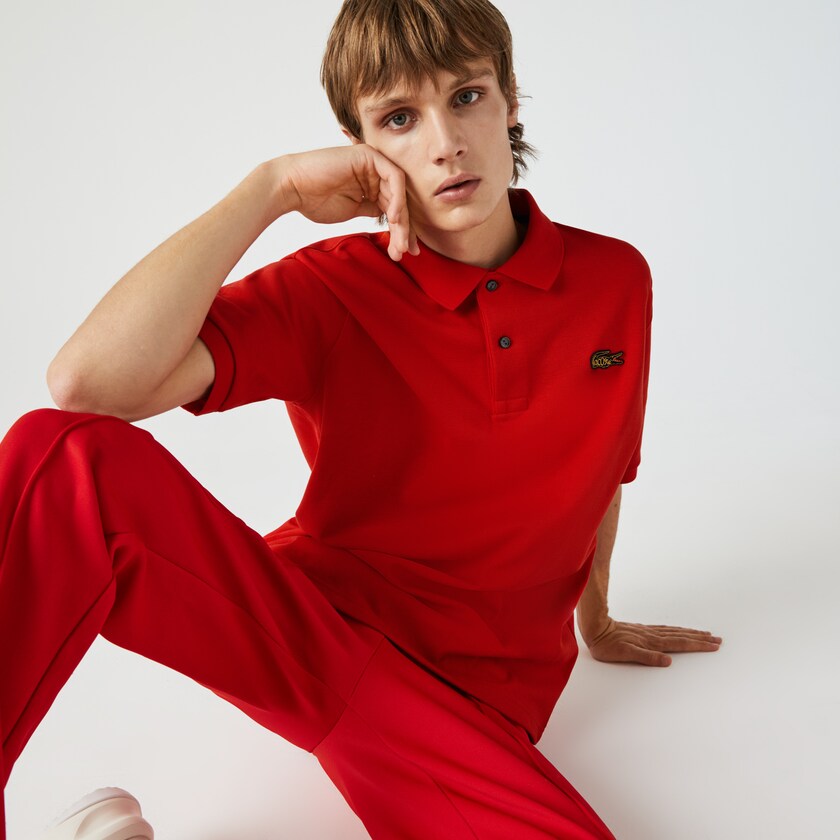 Camisas Lacoste LIVE Loose Fit Cotton Piqué Polo Hombre Rojos | NP1-70597P7