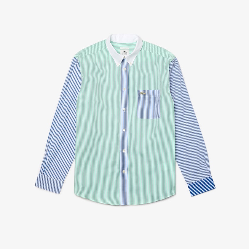 Camisas Lacoste Hombre Azules Verdes Blancos LIVE Relaxed Fit Striped Cotton TZ4-07310Y5