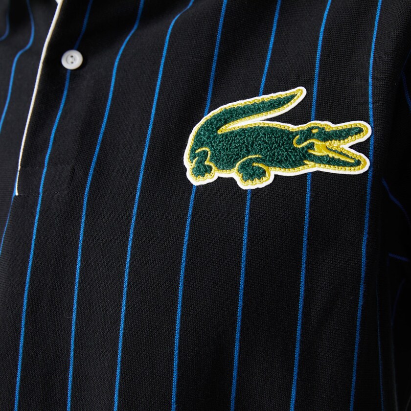 Camisas Lacoste LIVE Striped Cotton Polo Hombre Negros Azules | JS2-10651N6