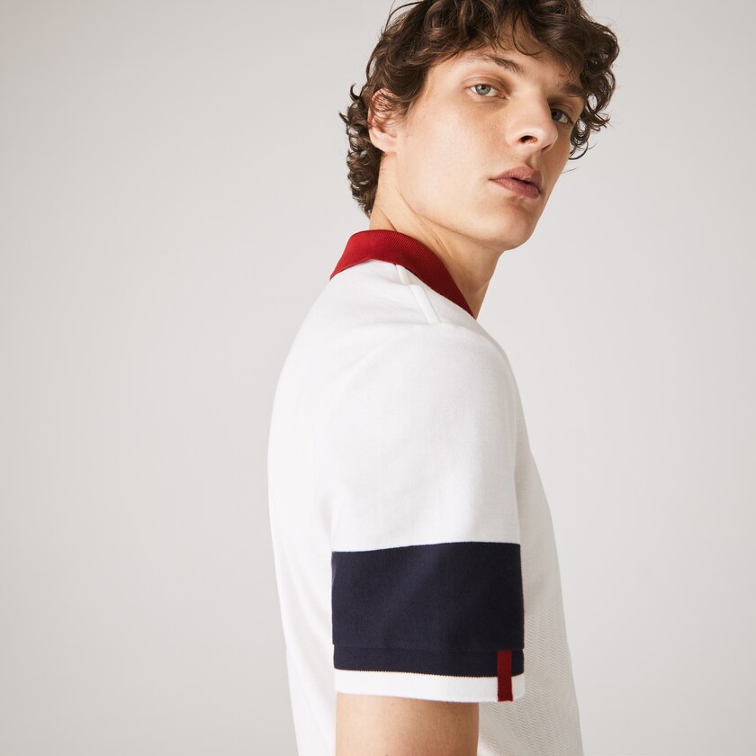 Camisas Lacoste Made in France Regular Fit Organic Cotton Polo Hombre Blancos Azul Marino Azules Rojos Oscuro Blancos | GQ2-72797W7