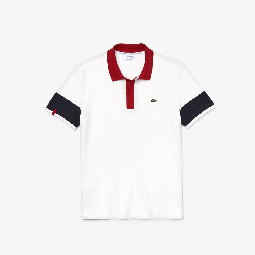 Camisas Lacoste Made in France Regular Fit Organic Cotton Polo Hombre Blancos Azul Marino Azules Rojos Oscuro Blancos | GQ2-72797W7