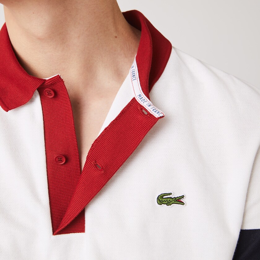 Camisas Lacoste Made in France Regular Fit Organic Cotton Polo Hombre Blancos Azul Marino Azules Rojos Oscuro Blancos | GQ2-72797W7