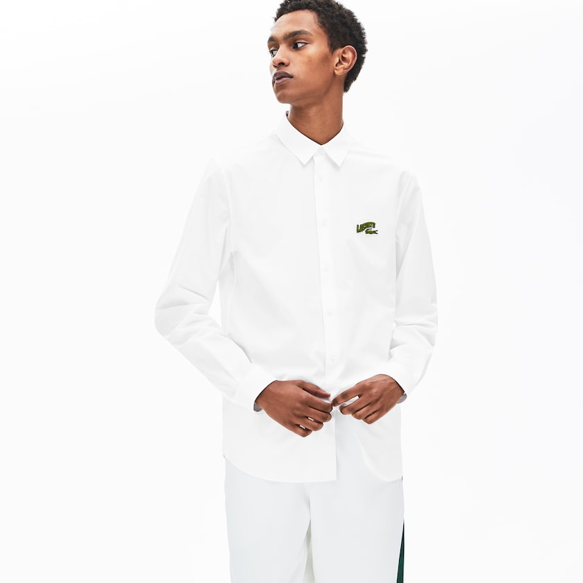 Camisas Lacoste Hombre Blancos Regular Fit Badge Logo OW1-85368X5