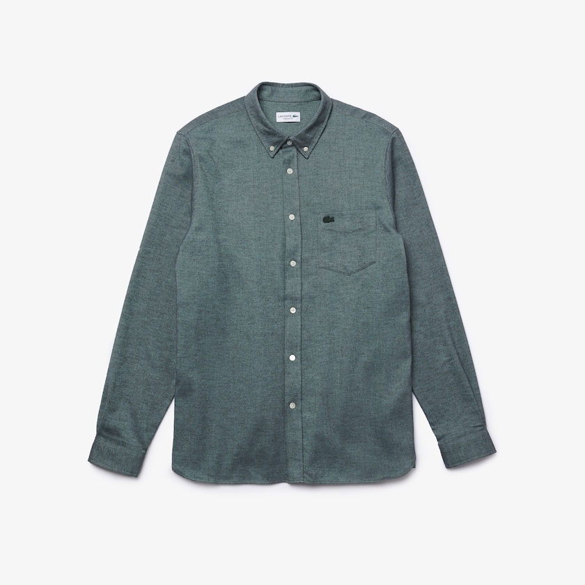Camisas Lacoste Hombre Verdes Azules Regular Fit Brushed Effect Cotton KO3-77427Y9