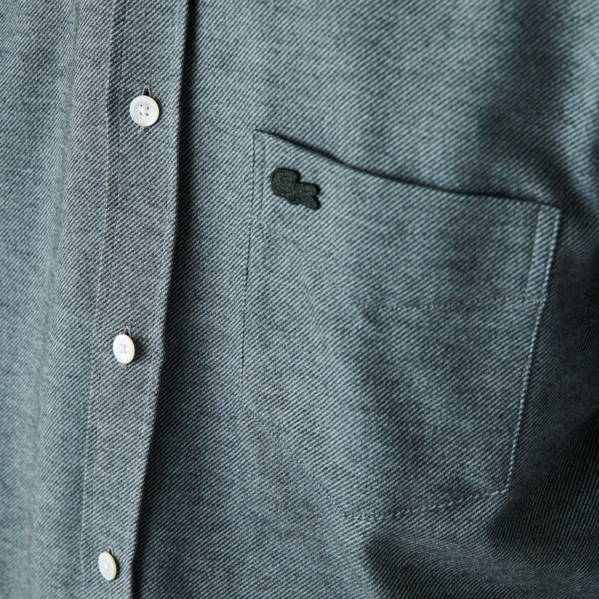 Camisas Lacoste Hombre Verdes Azules Regular Fit Brushed Effect Cotton KO3-77427Y9