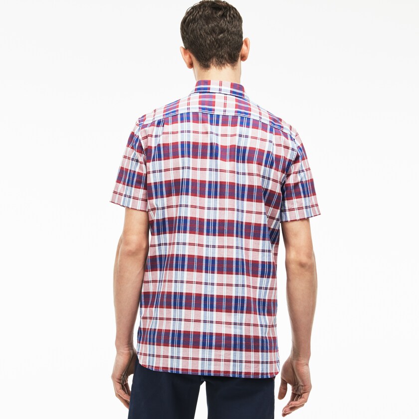 Camisas Lacoste Hombre Rojos Regular Fit Check Oxford DZ0-67616B2