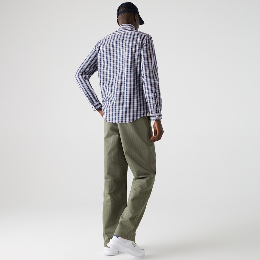 Camisas Lacoste Hombre Azul Marino Azules Blancos Verdes Regular Fit Checked Cotton Poplin VB0-76187R6