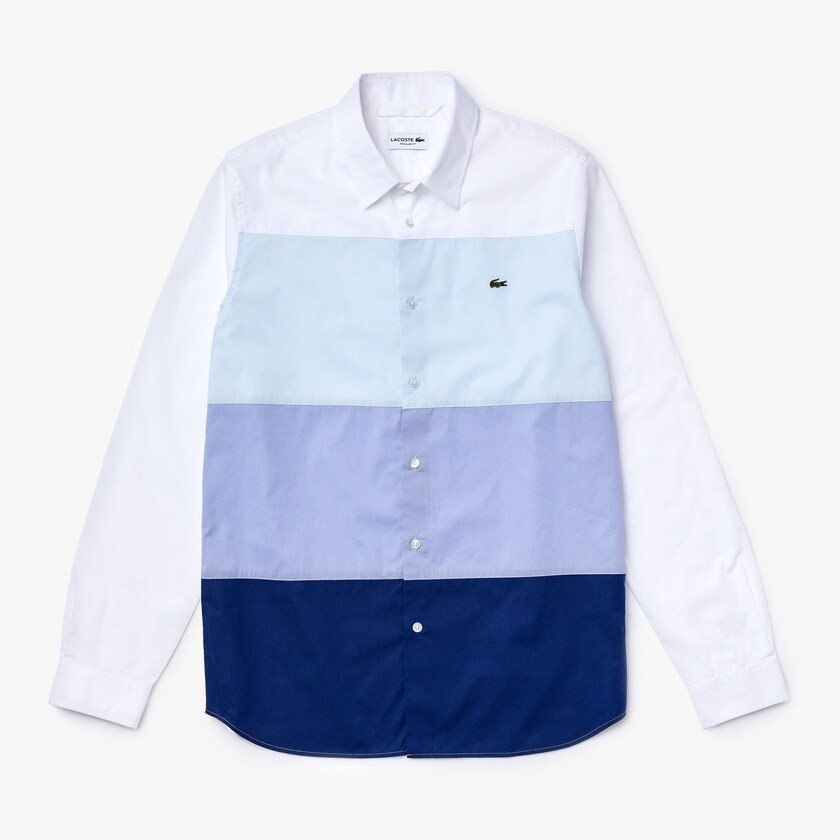 Camisas Lacoste Hombre Azul Marino Azules Morados Azules Claro Blancos Regular Fit Colorblock Cotton CR9-76047S9