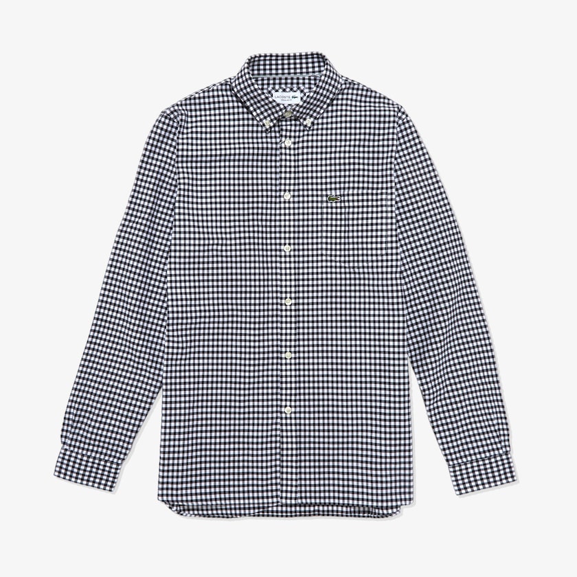 Camisas Lacoste Hombre Blancos Negros Regular Fit Cotton ZV0-18271J6