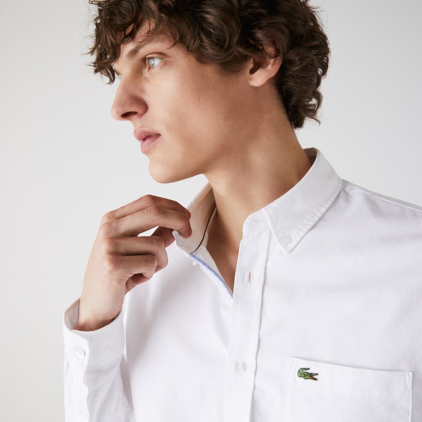 Camisas Lacoste Hombre Blancos Regular Fit Cotton Oxford ZK6-56255G1