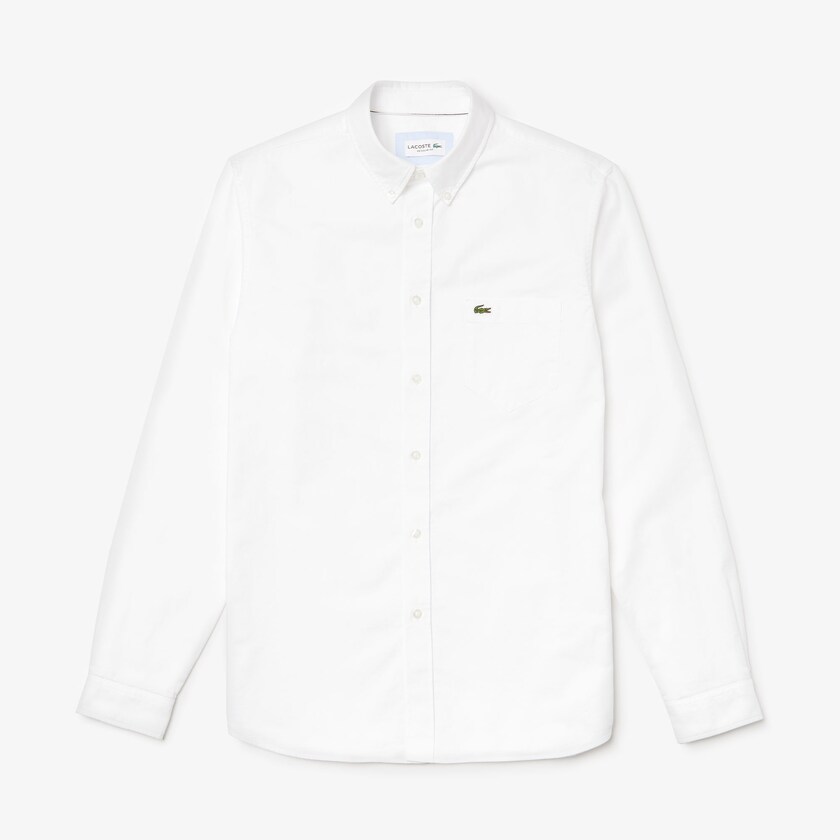 Camisas Lacoste Hombre Blancos Regular Fit Cotton Oxford ZK6-56255G1