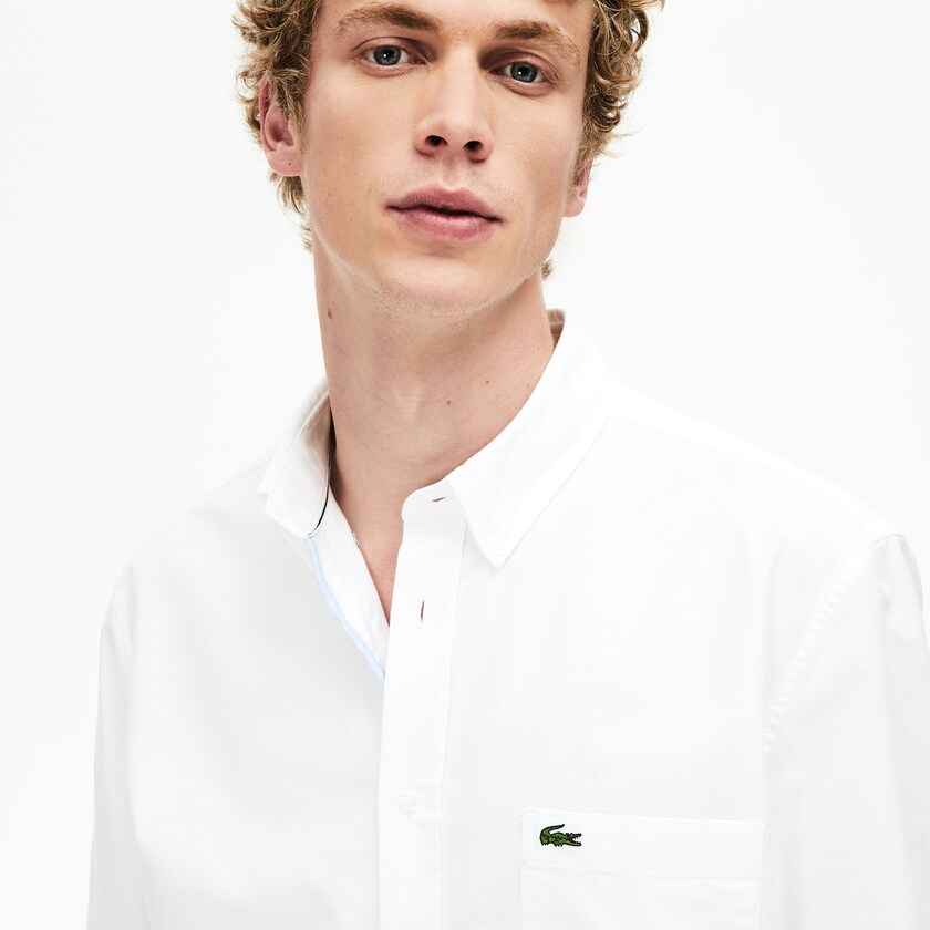 Camisas Lacoste Hombre Blancos Regular Fit Cotton Oxford ZK6-56255G1
