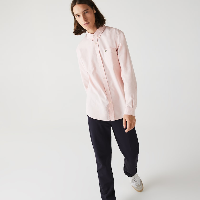 Camisas Lacoste Regular Fit Cotton Oxford Hombre Rosas Claro | SW3-70397M4