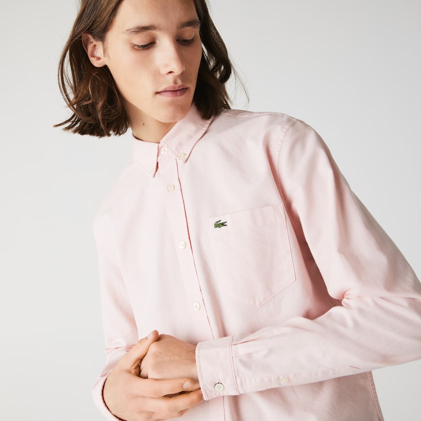 Camisas Lacoste Regular Fit Cotton Oxford Hombre Rosas Claro | SW3-70397M4