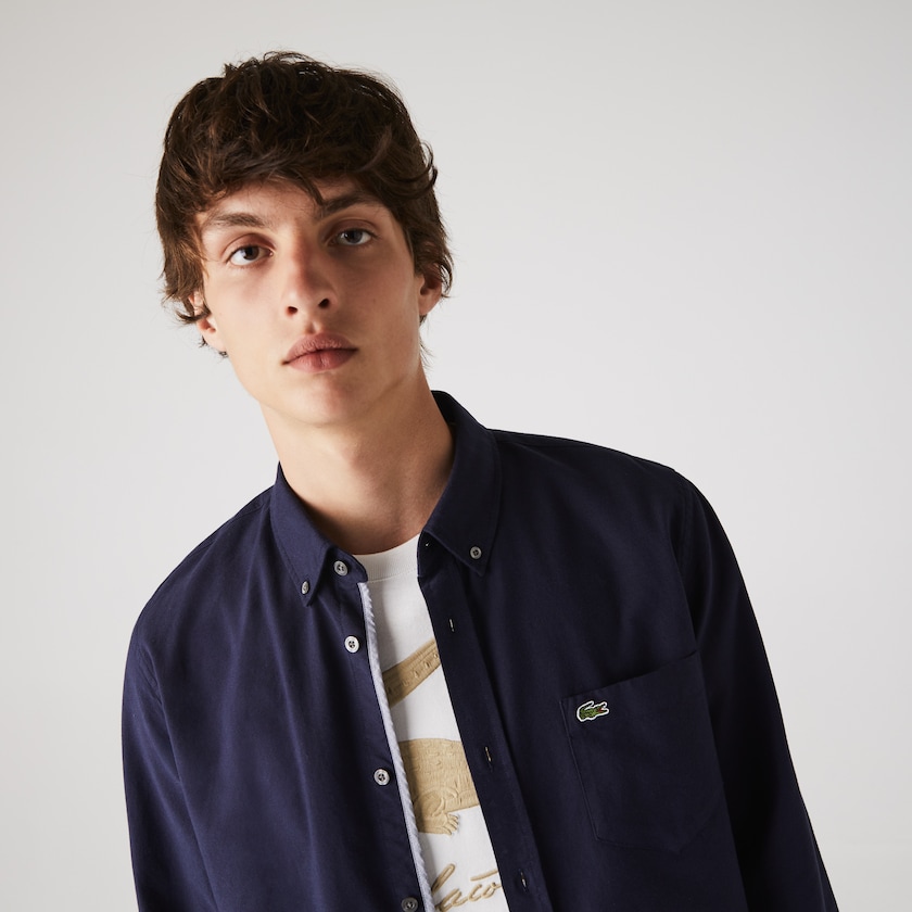 Camisas Lacoste Regular Fit Cotton Oxford Hombre Azul Marino Azules | PU3-39983T4