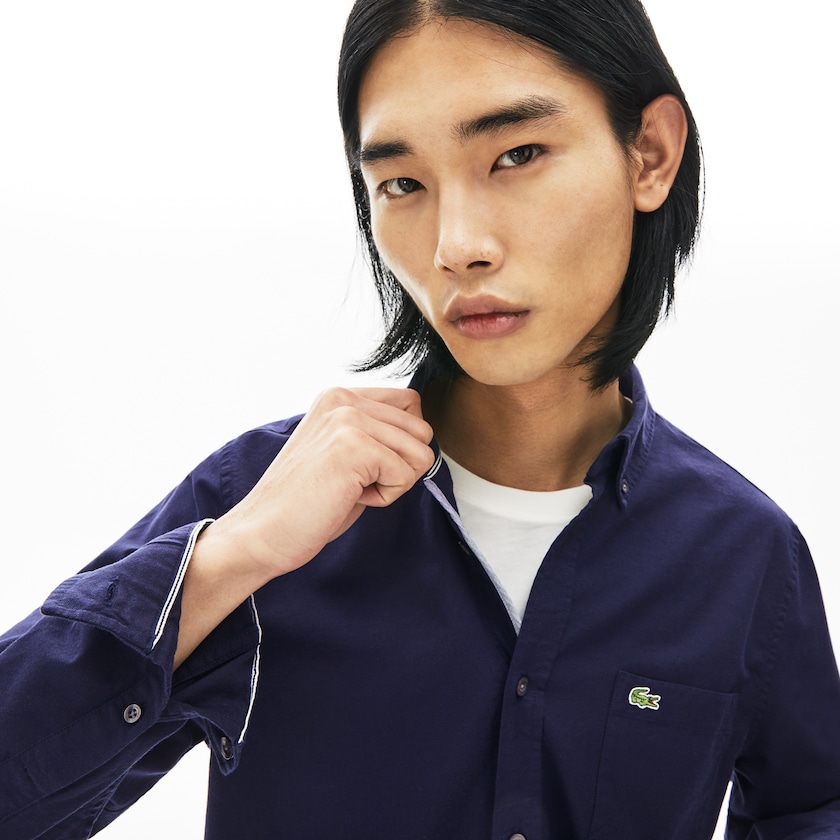 Camisas Lacoste Regular Fit Cotton Oxford Hombre Azul Marino Azules | PU3-39983T4