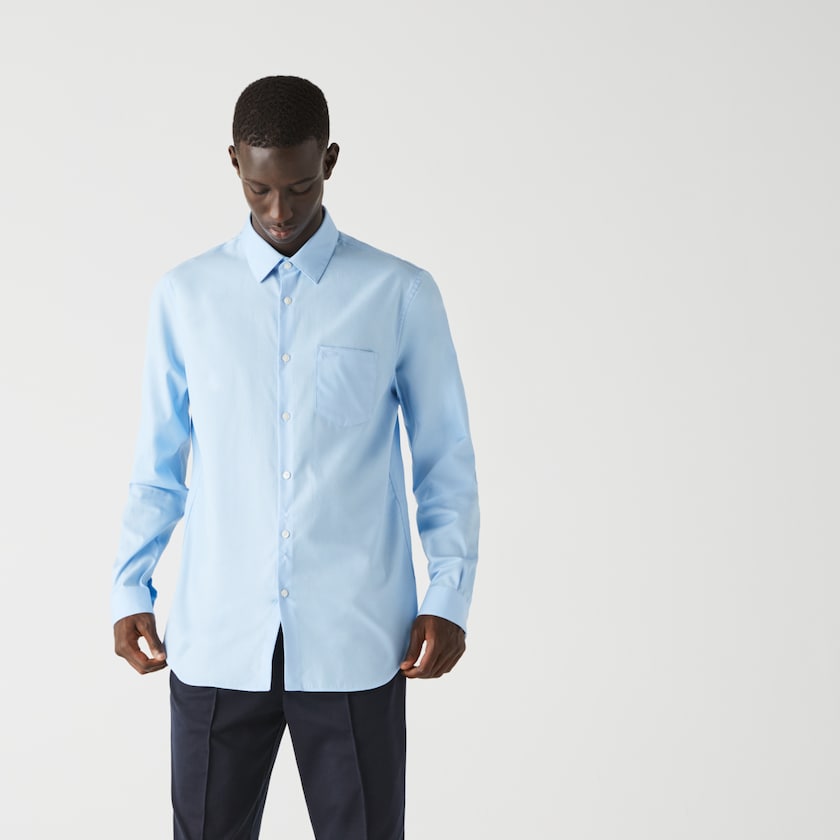 Camisas Lacoste Hombre Azules Regular Fit Cotton Poplin AM9-96629U0