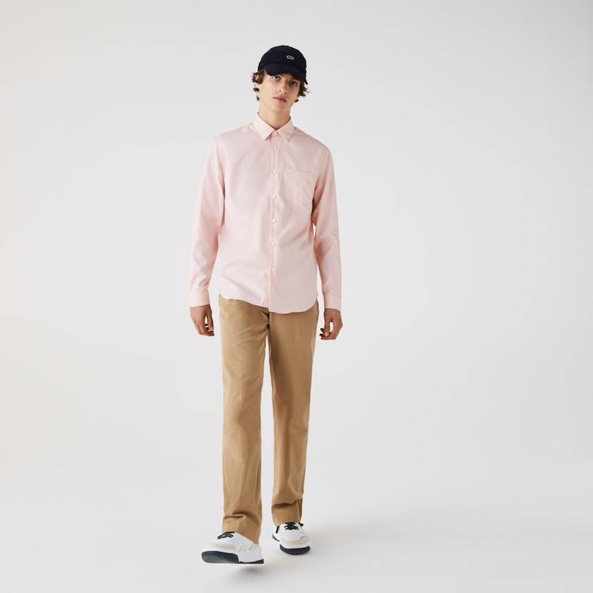 Camisas Lacoste Hombre Rosas Claro Regular Fit Cotton Poplin XS7-32203K1