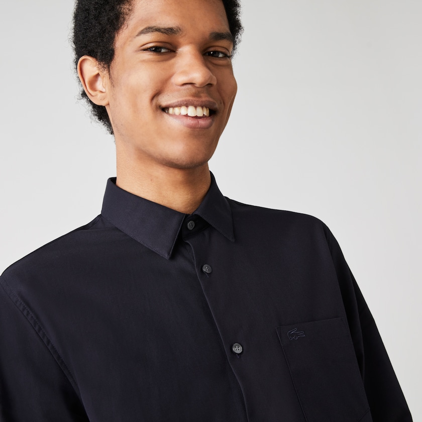 Camisas Lacoste Hombre Azul Marino Azules Regular Fit Cotton Poplin RU4-02290Z4