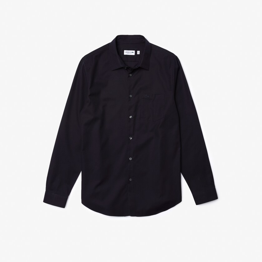 Camisas Lacoste Hombre Azul Marino Azules Regular Fit Cotton Poplin RU4-02290Z4