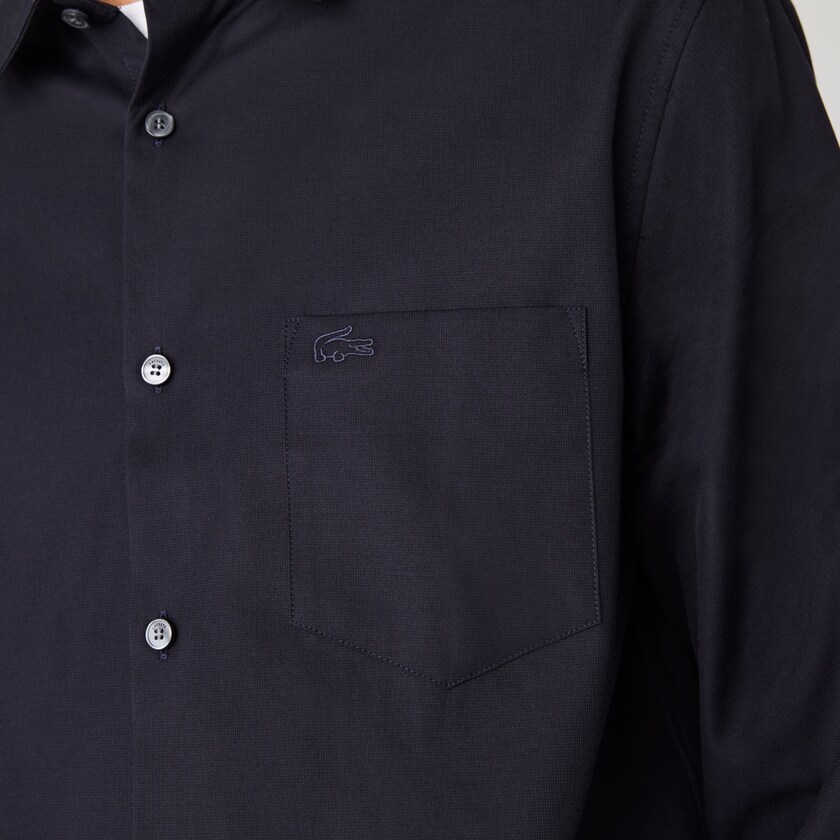 Camisas Lacoste Hombre Azul Marino Azules Regular Fit Cotton Poplin RU4-02290Z4