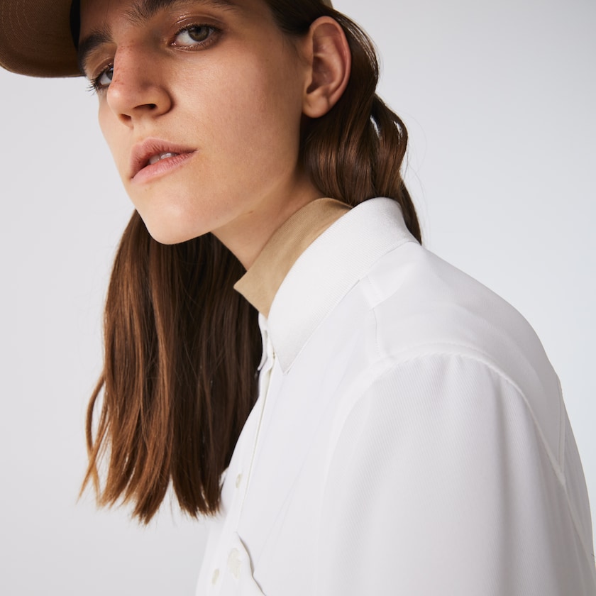 Camisas Lacoste Regular Fit Flowy Mujer Blancos | AY4-22072N3