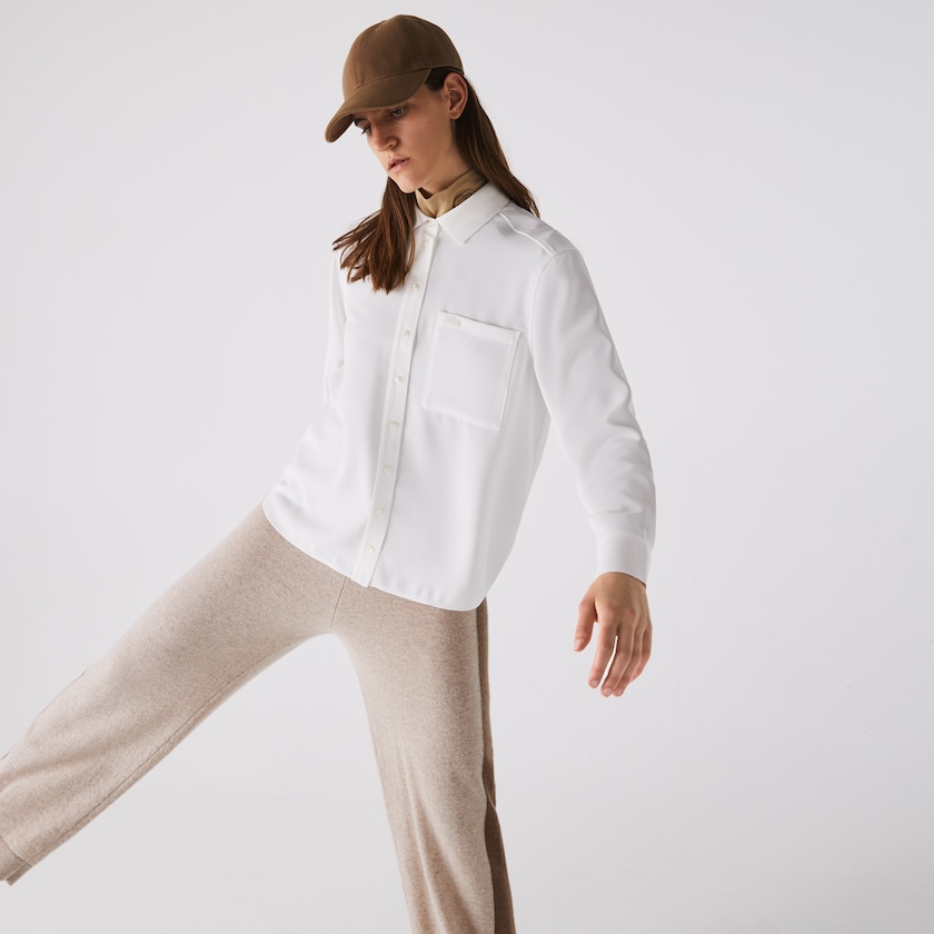 Camisas Lacoste Regular Fit Flowy Mujer Blancos | AY4-22072N3