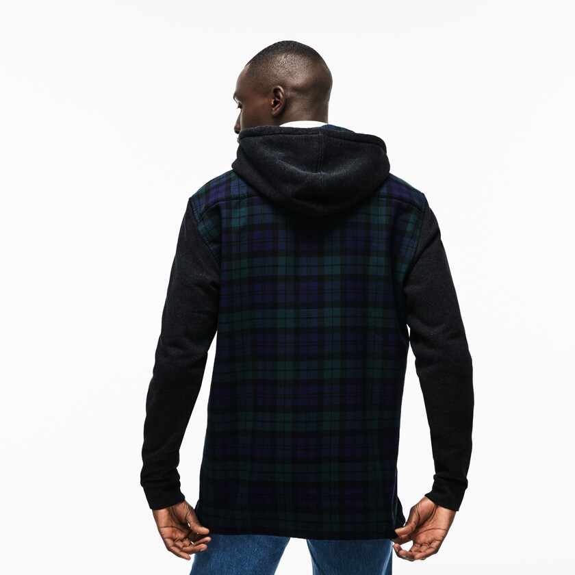 Camisas Lacoste Hombre Verdes Blancos Regular Fit Hooded Check Cotton Flannel DC1-97219D8