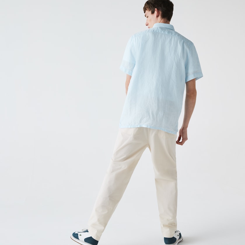 Camisas Lacoste Hombre Azules Claro Regular Fit Linen BB1-10571W2
