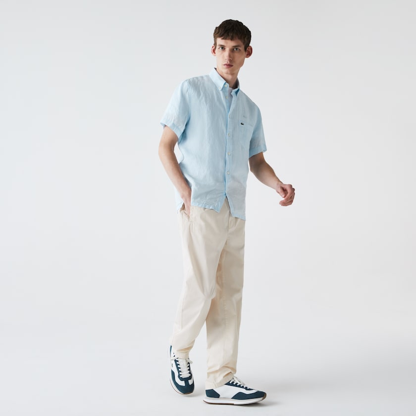 Camisas Lacoste Hombre Azules Claro Regular Fit Linen BB1-10571W2