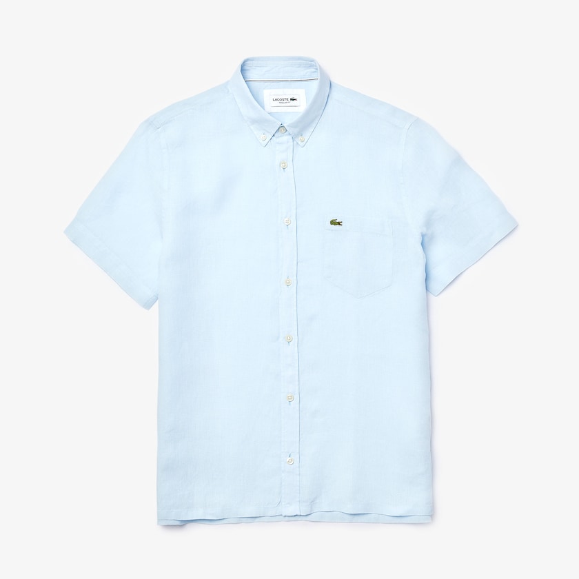 Camisas Lacoste Hombre Azules Claro Regular Fit Linen BB1-10571W2