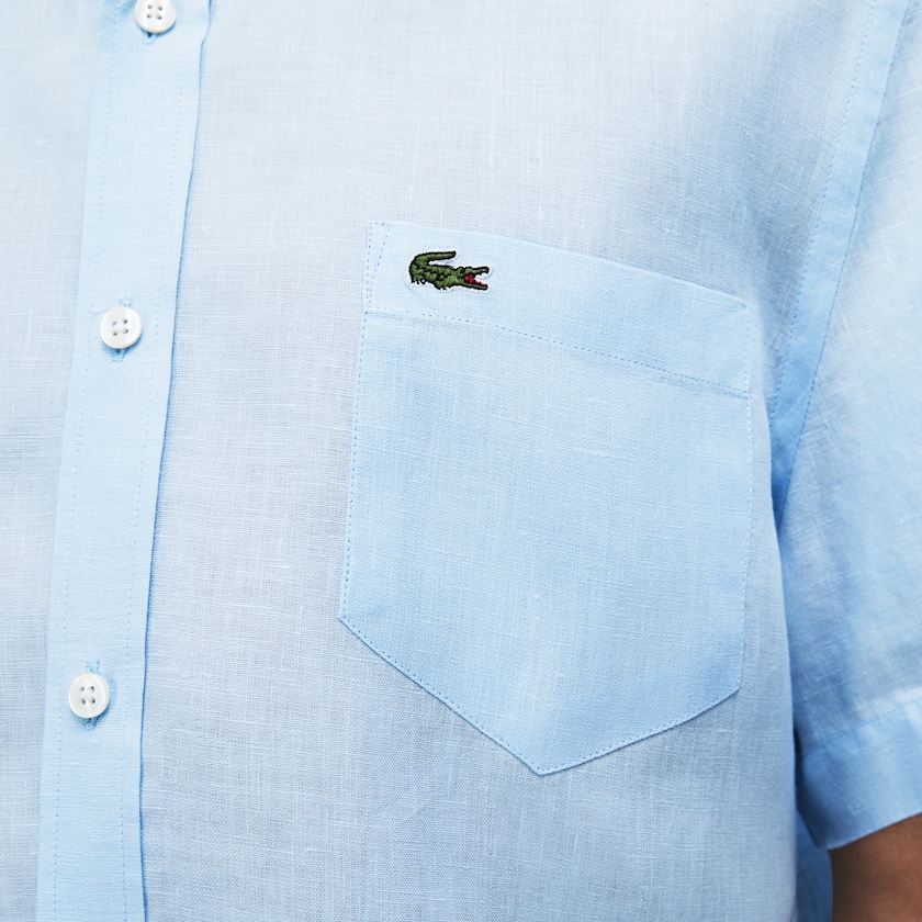Camisas Lacoste Hombre Azules Claro Regular Fit Linen BB1-10571W2
