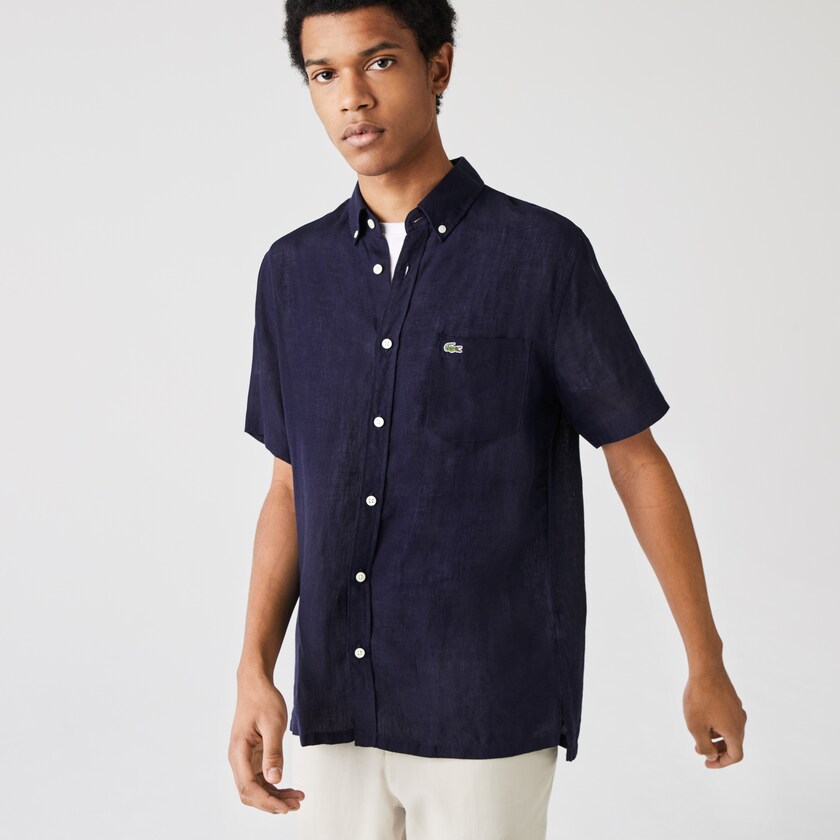 Camisas Lacoste Hombre Azul Marino Azules Regular Fit Linen CS6-59545V2