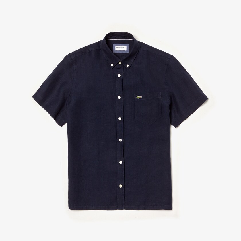 Camisas Lacoste Hombre Azul Marino Azules Regular Fit Linen CS6-59545V2