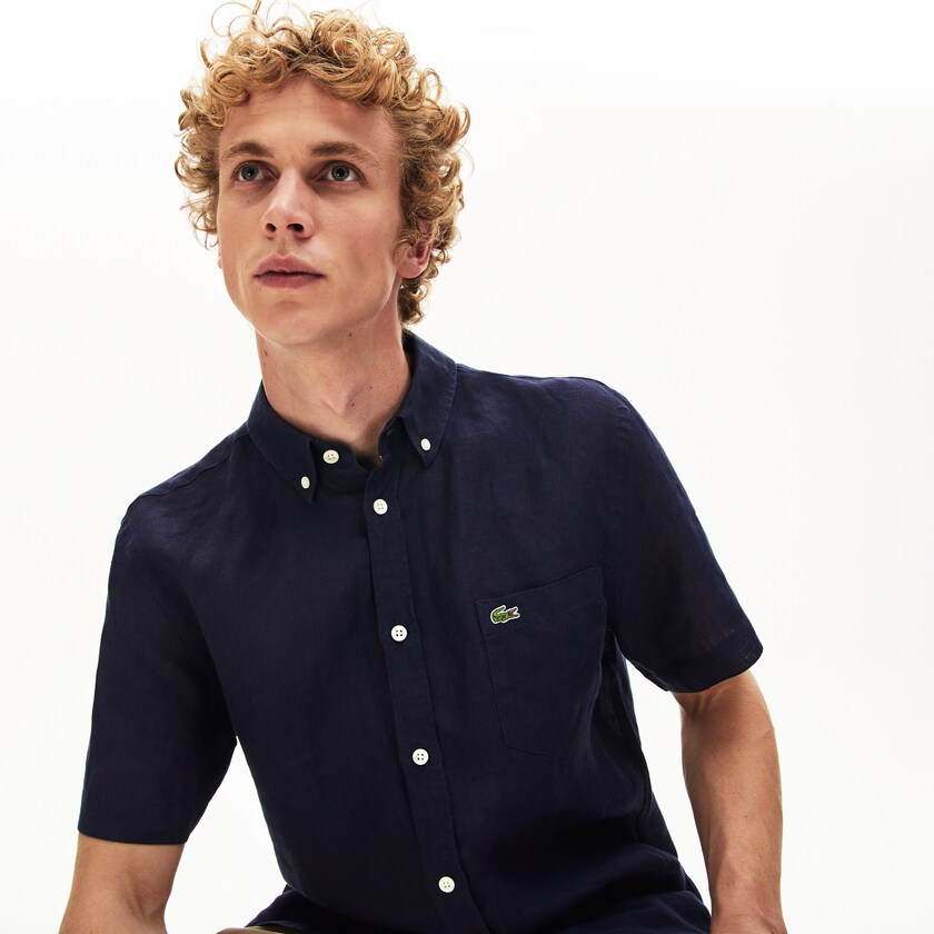 Camisas Lacoste Hombre Azul Marino Azules Regular Fit Linen CS6-59545V2