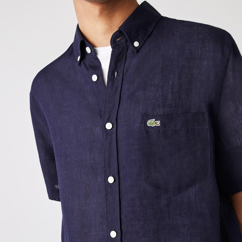 Camisas Lacoste Hombre Azul Marino Azules Regular Fit Linen CS6-59545V2