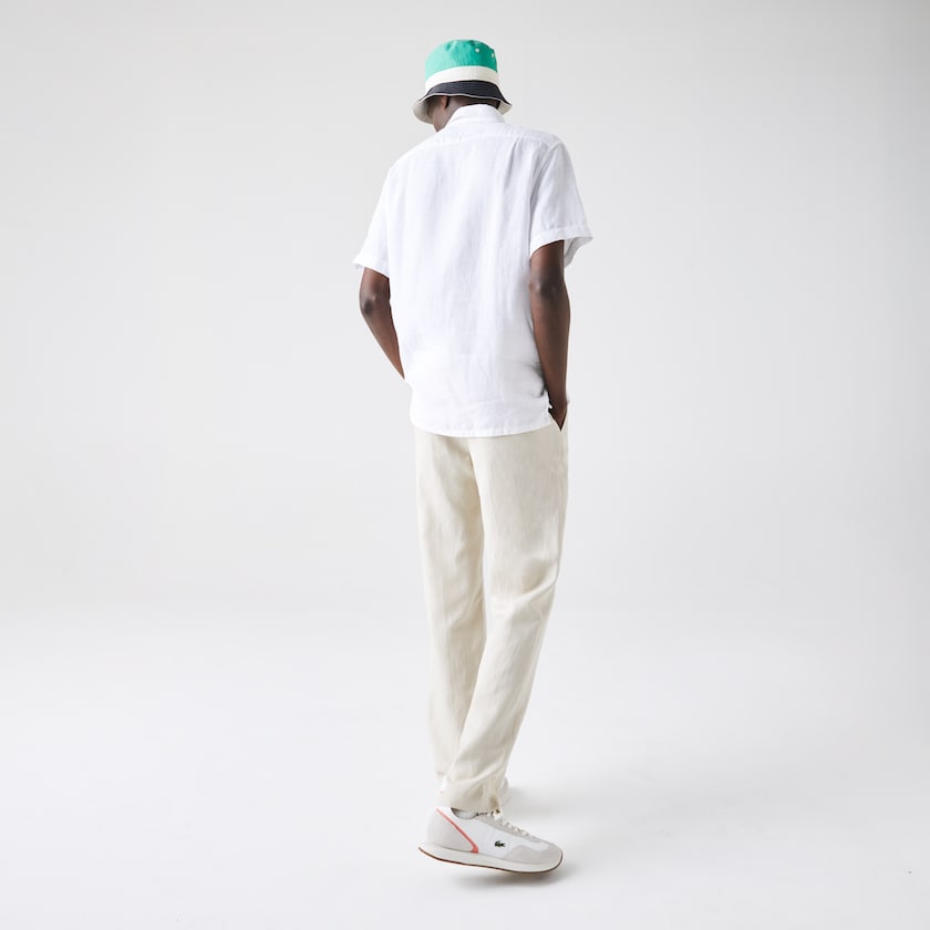Camisas Lacoste Hombre Blancos Regular Fit Linen NV3-31383E3