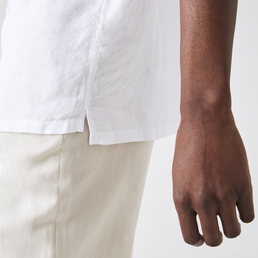 Camisas Lacoste Hombre Blancos Regular Fit Linen NV3-31383E3