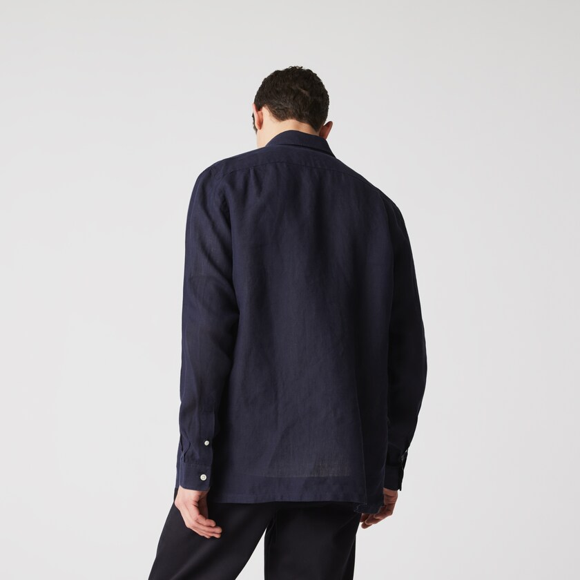 Camisas Lacoste Hombre Azul Marino Azules Regular Fit Linen CH2-37753N4