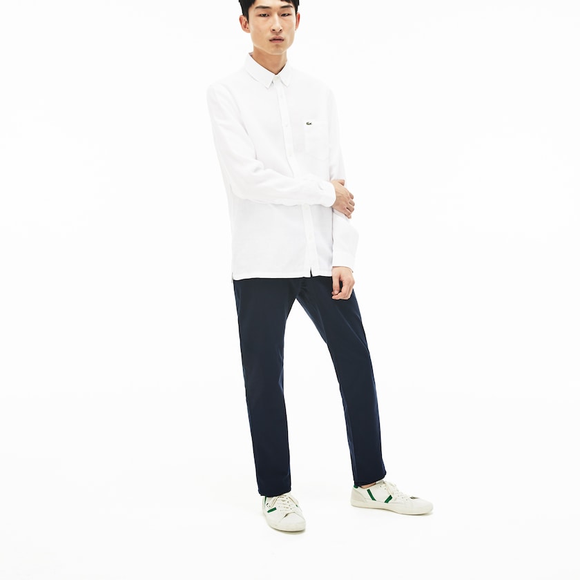Camisas Lacoste Hombre Blancos Regular Fit Linen WO9-43434W9