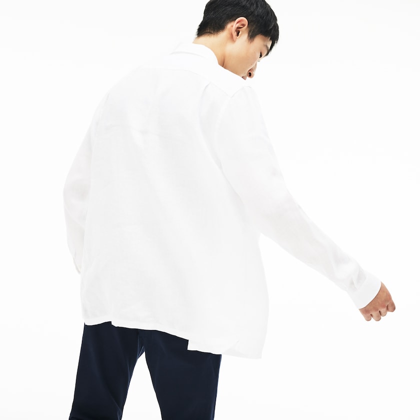 Camisas Lacoste Hombre Blancos Regular Fit Linen WO9-43434W9