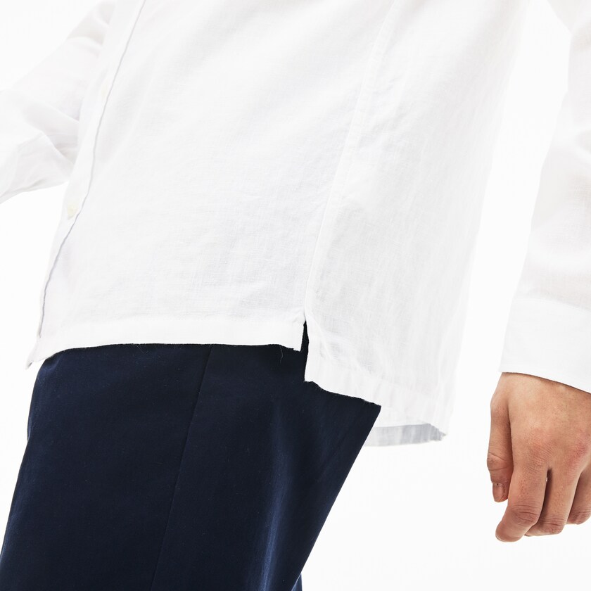 Camisas Lacoste Hombre Blancos Regular Fit Linen WO9-43434W9