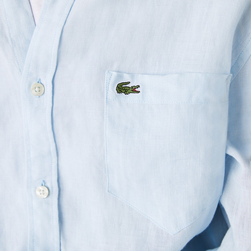 Camisas Lacoste Regular Fit Linen Hombre Azules Claro | PK0-72617L2