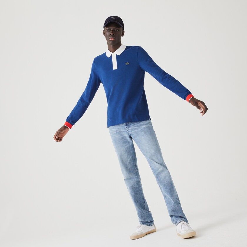 Camisas Lacoste Regular Fit Made in France Polo Hombre Azules Blancos Rojos | PX7-12421R7