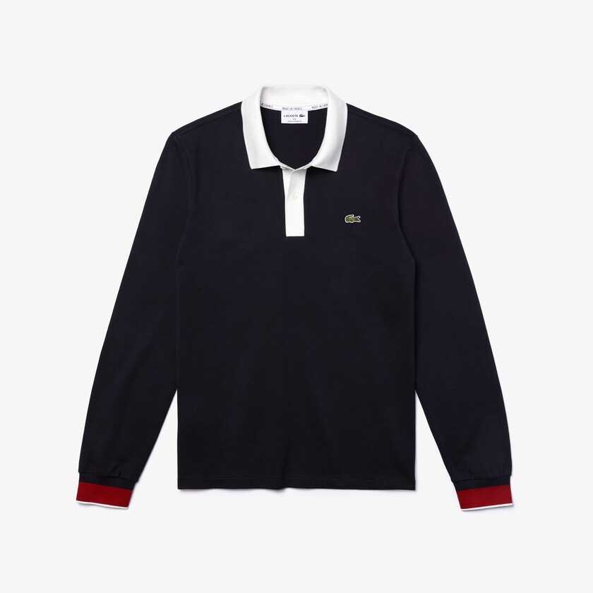 Camisas Lacoste Regular Fit Made in France Polo Hombre Azul Marino Azules Blancos Rojos Oscuro | VR3-19211T6
