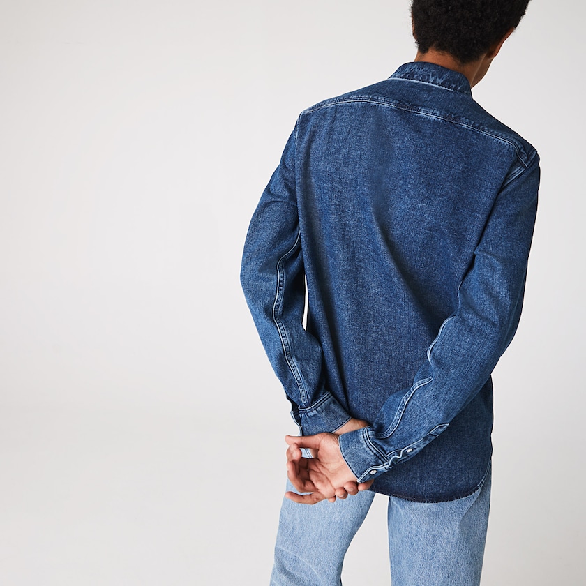 Camisas Lacoste Hombre Azules Regular Fit Natural Cotton Denim NX5-18831T8