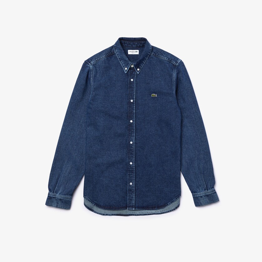 Camisas Lacoste Hombre Azules Regular Fit Natural Cotton Denim NX5-18831T8