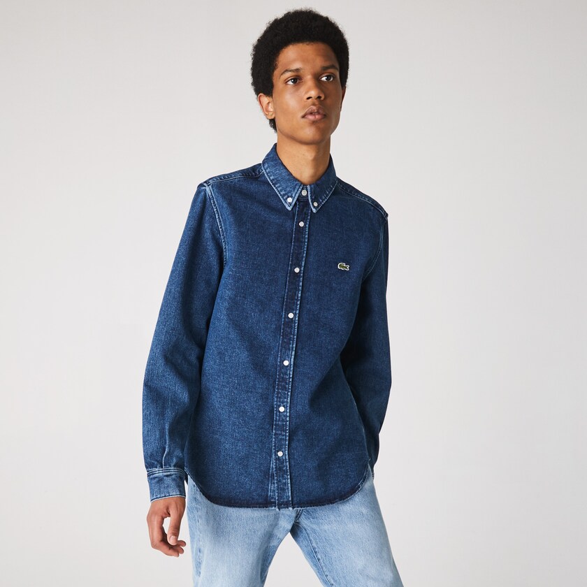 Camisas Lacoste Hombre Azules Regular Fit Natural Cotton Denim NX5-18831T8